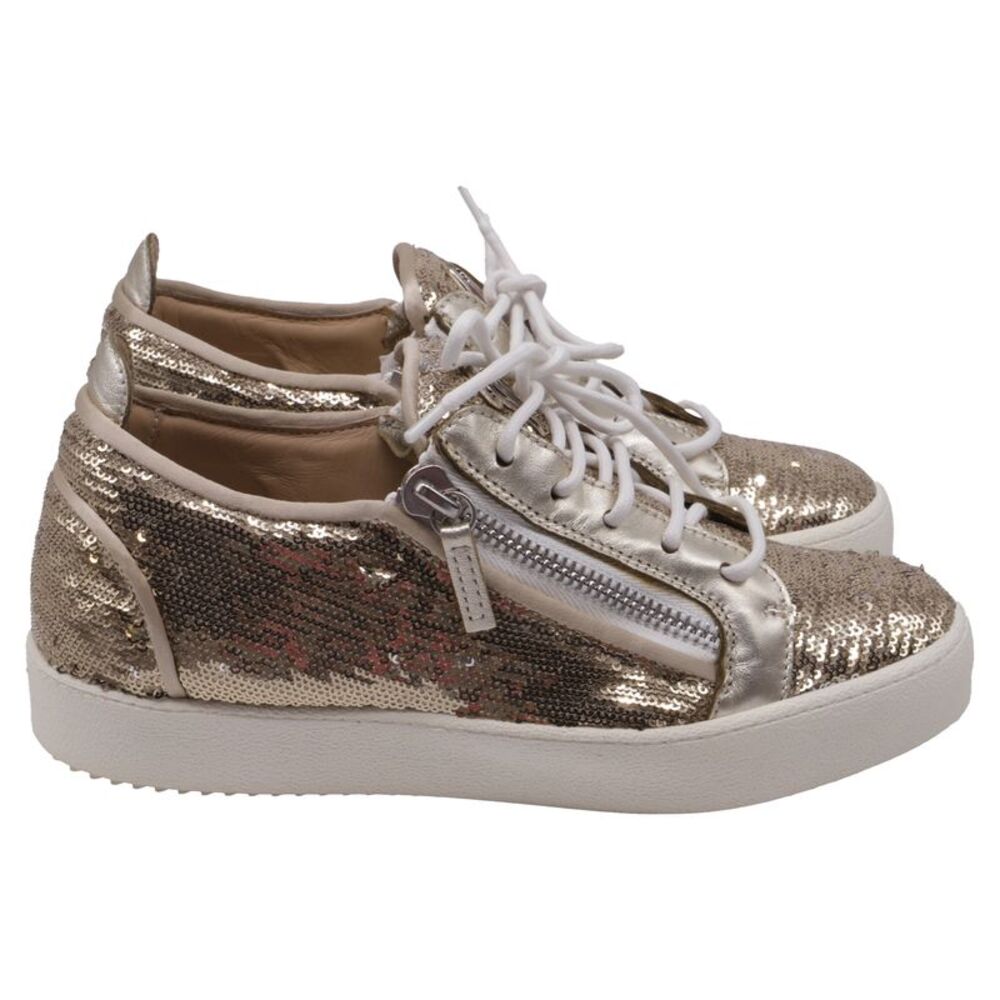 Giuseppe Zanotti Gail Sequined Sneakers in Metallic Gold Leather